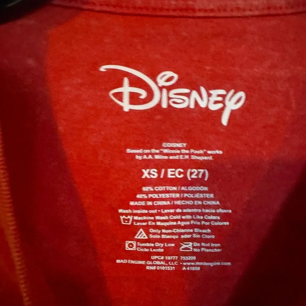 Disney Men's Red XS Eeyore Self Care Graphic T-Shirt Cotton Blend